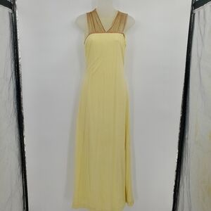 ♧ Bernise Bohemian Butter Yellow Sleeveless Maxi Dress Size Medium
